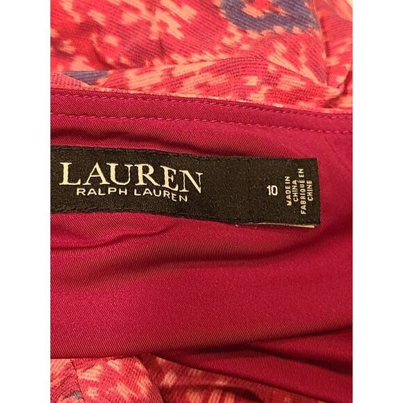 Ralph Lauren Pink Fuchsia Geo-Print Jersey One-Shoulder Dress Womens Size 10 EUC - Picture 7 of 13